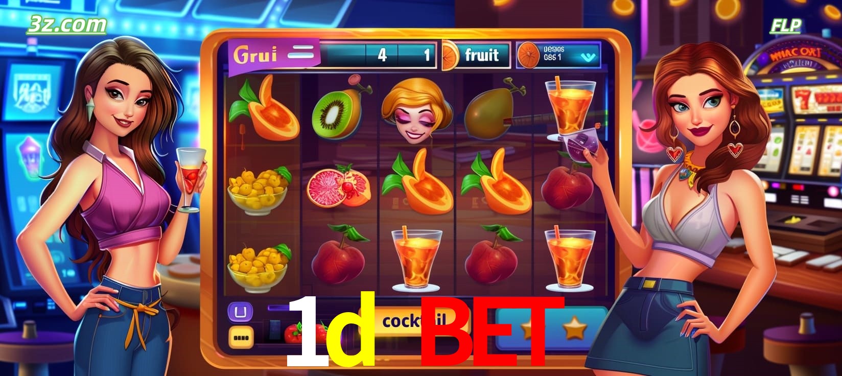 1d bet cassino online com caça-níqueis de frutas e coquetéis coloridos